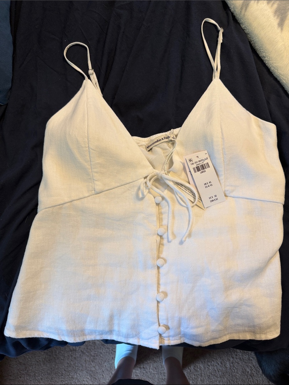 Abercrombie & Fitch White Linen-Look Button Front Camisole